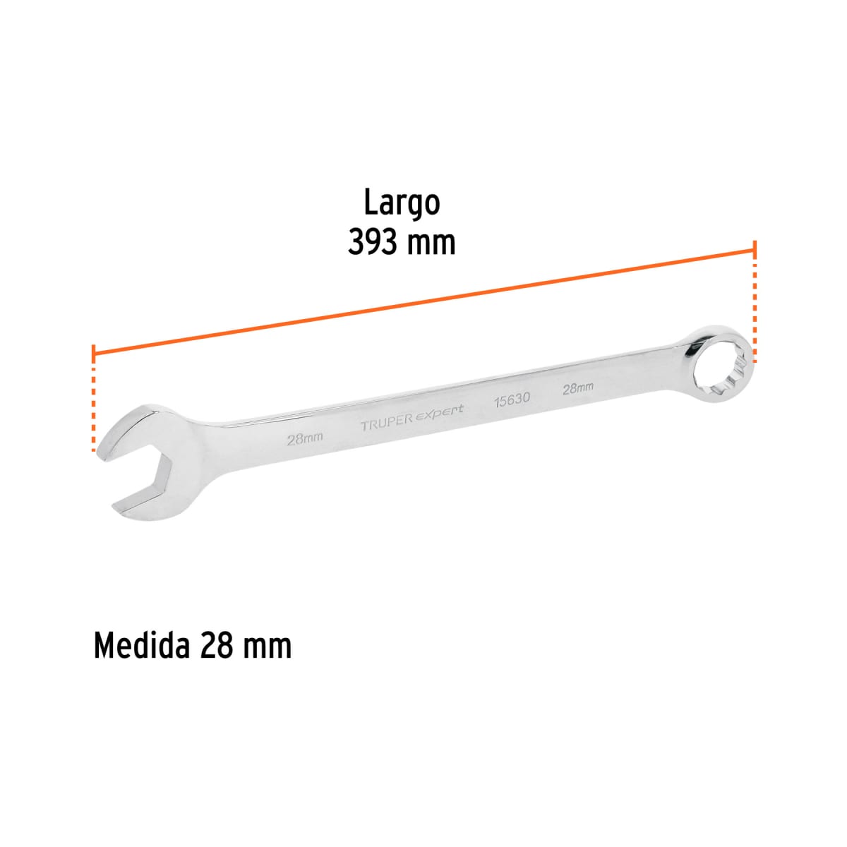 Llave mixta extralarga 28 mm x 393 mm de largo expert Truper3
