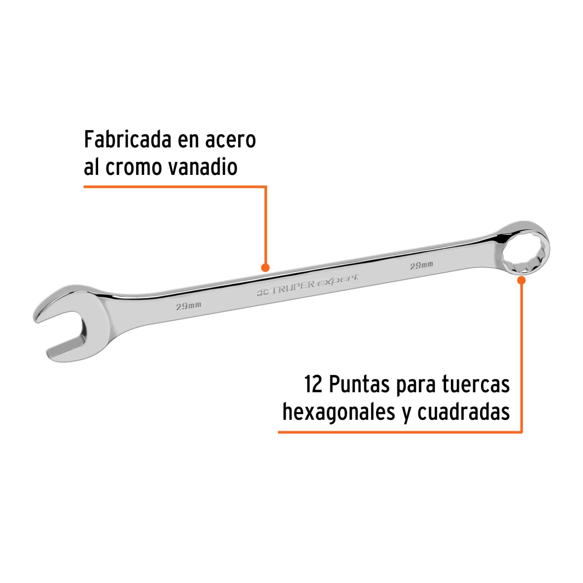 Llave mixta extralarga 29 mm x 390 mm de largo, Expert Truper2
