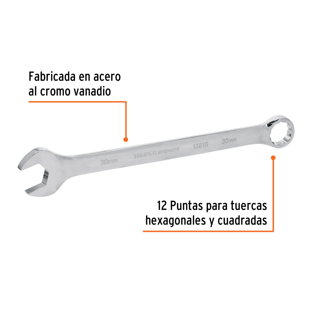 Llave mixta extralarga 30 mm x 390 mm de largo, Expert Truper2