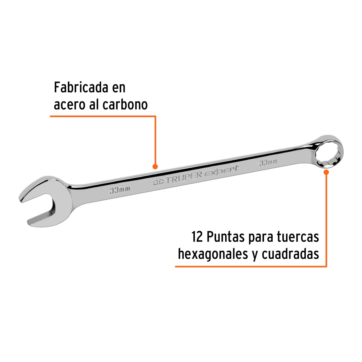 Llave mixta extralarga 33 mm x 470 mm de largo, Expert Truper2