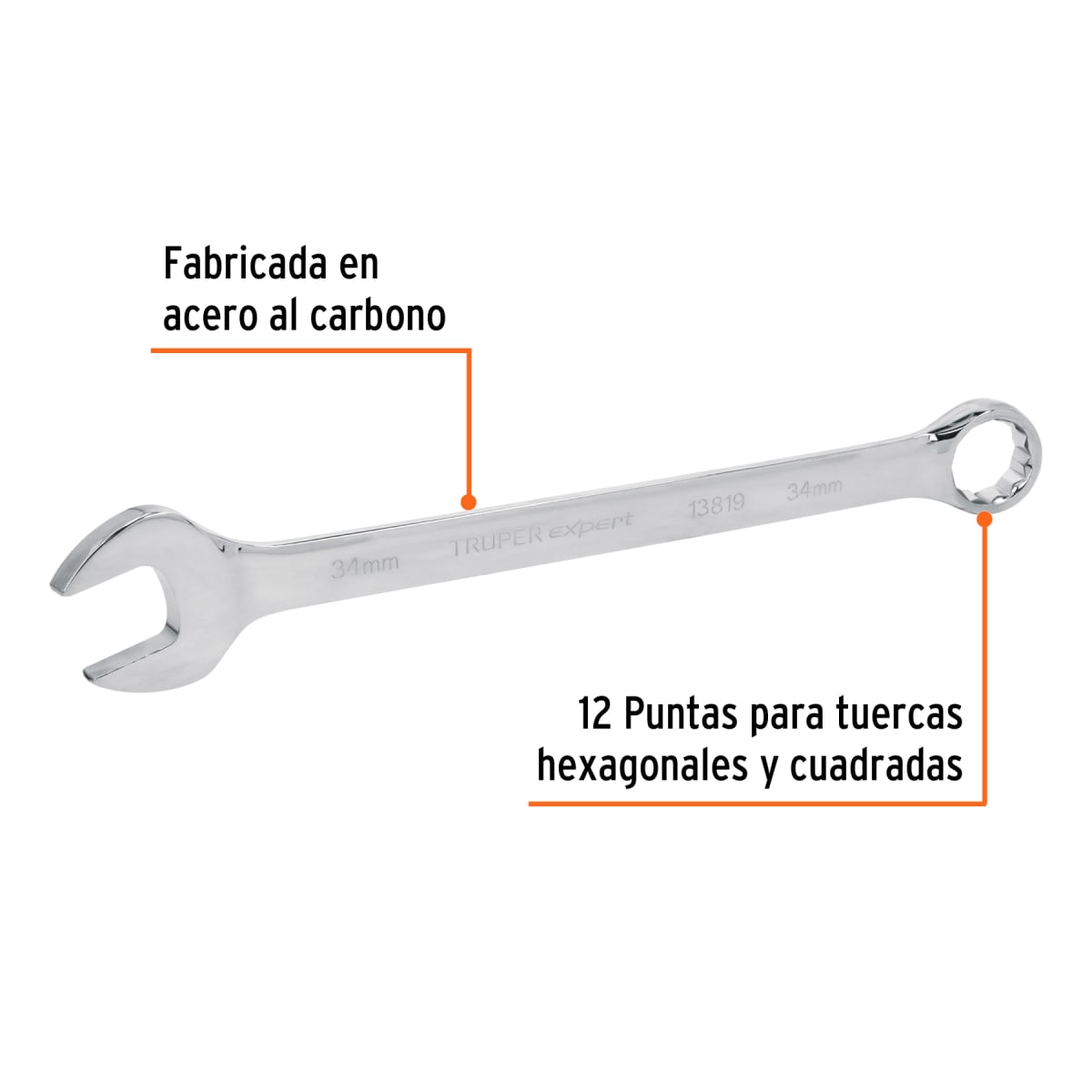 Llave mixta extralarga 34 mm x 465 mm de largo, Expert Truper2