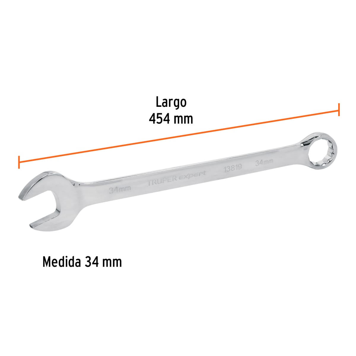 Llave mixta extralarga 34 mm x 465 mm de largo, Expert Truper3