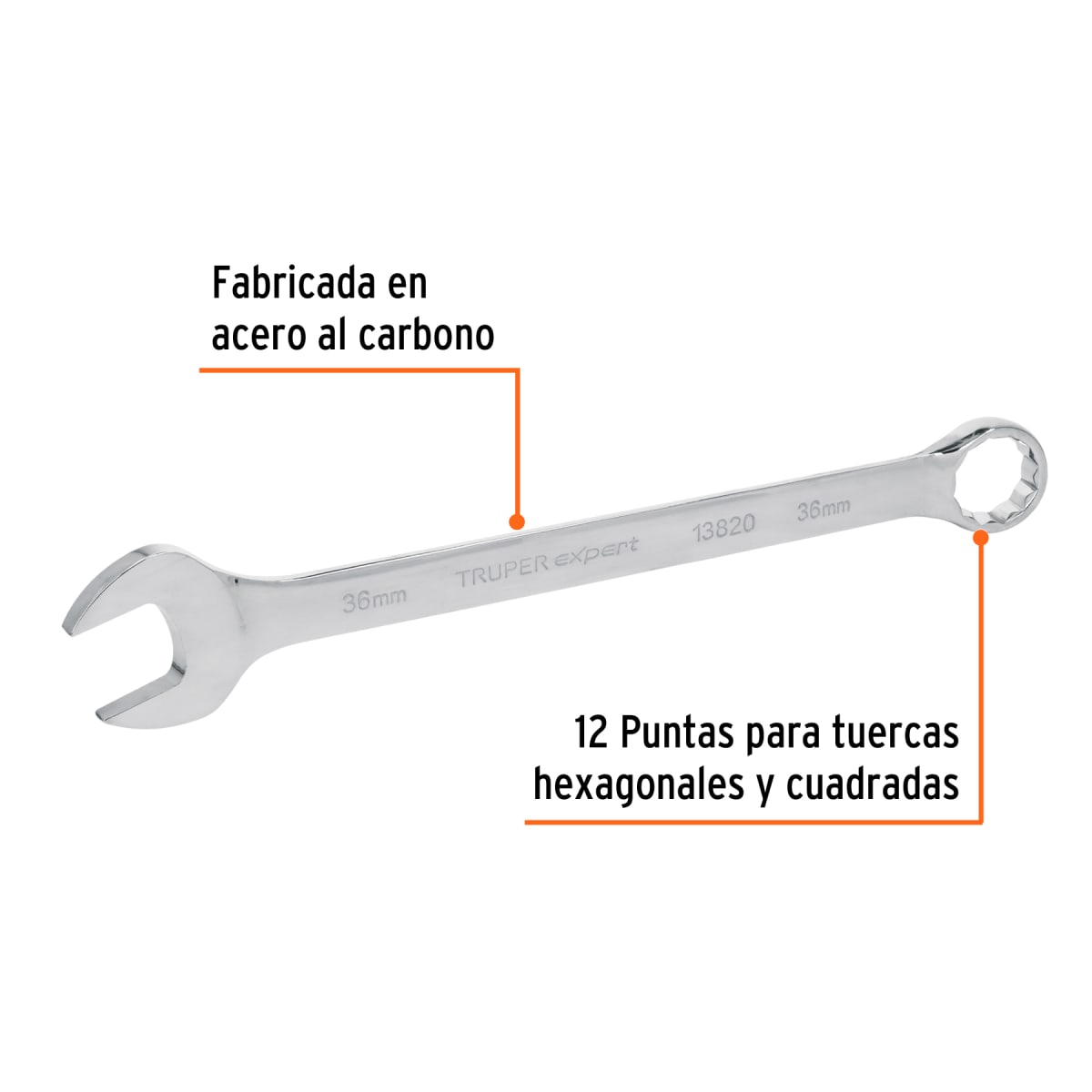 Llave mixta extralarga 36 mm x 505 mm de largo, Expert Truper2