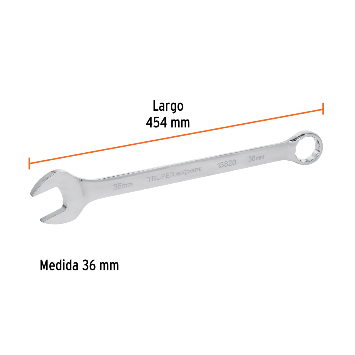 Llave mixta extralarga 36 mm x 505 mm de largo, Expert Truper3