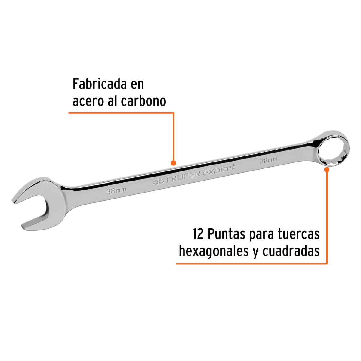 Llave mixta extralarga 38 mm x 510 mm de largo, Expert Truper2