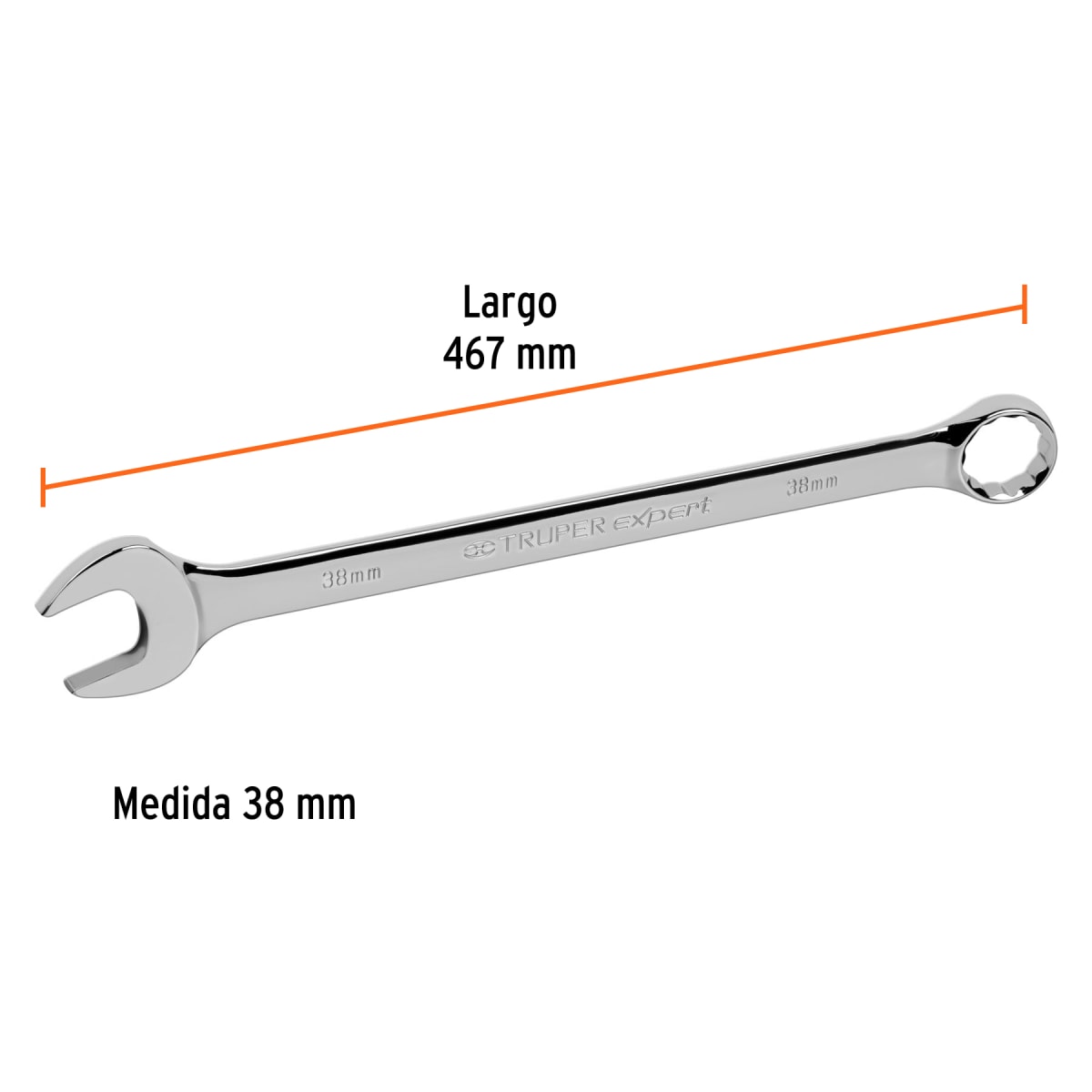 Llave mixta extralarga 38 mm x 510 mm de largo, Expert Truper3