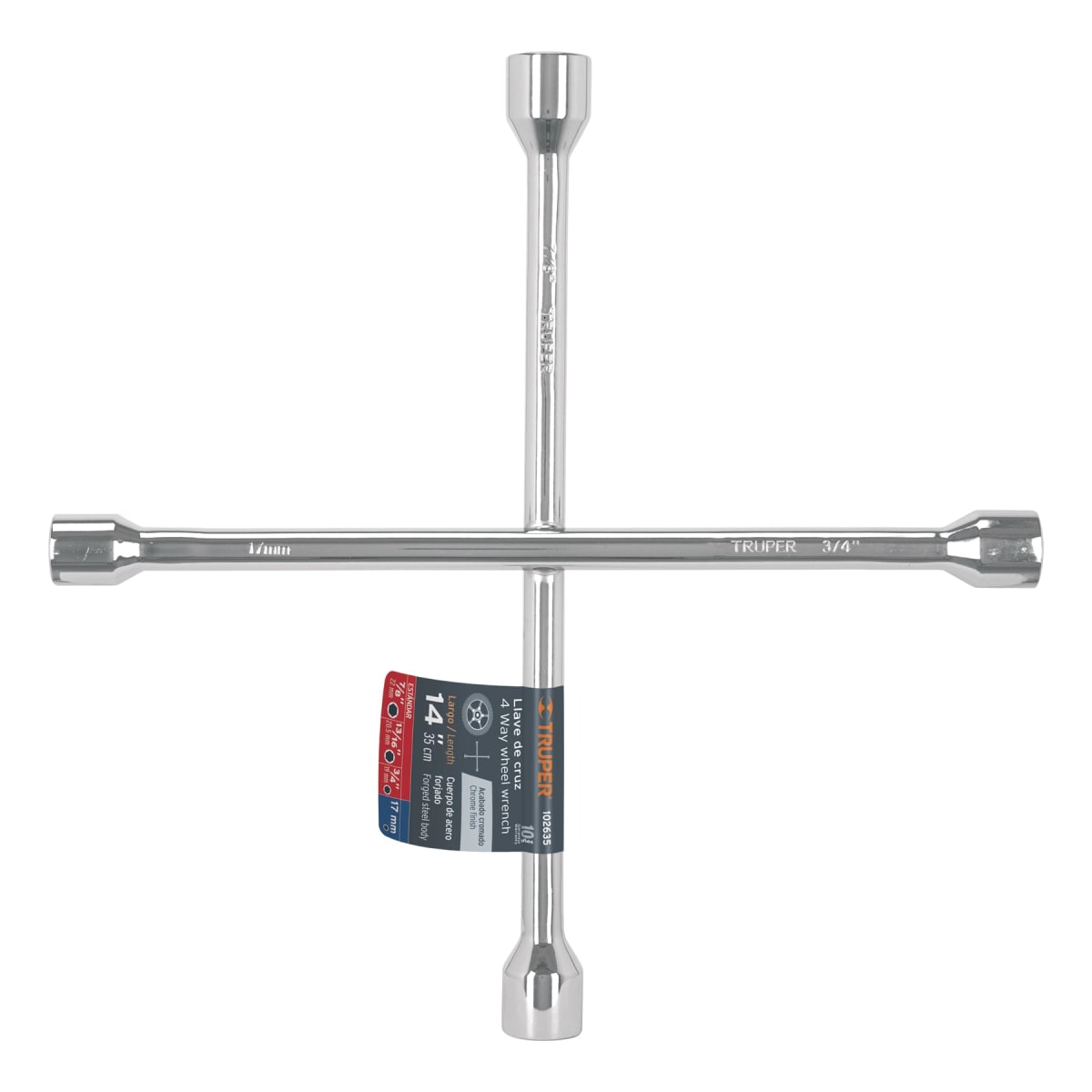 LLCR-14 Llave de cruz 14´´ pulida y cromada, Truper1