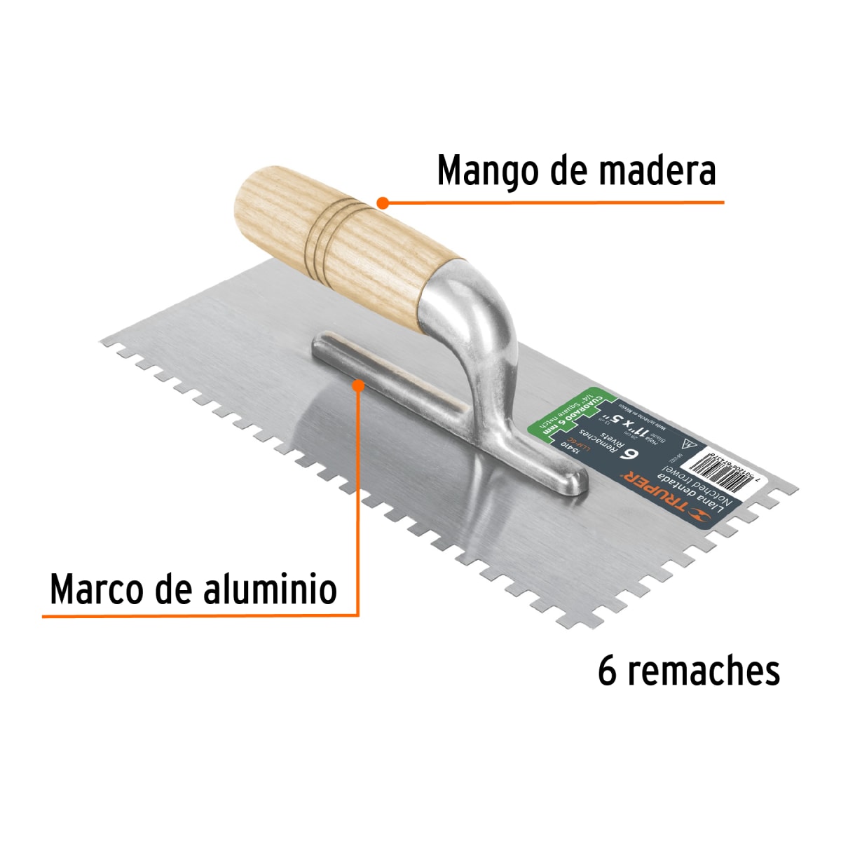 Plancha raspín dentada mango madera con 6 remaches Truper2