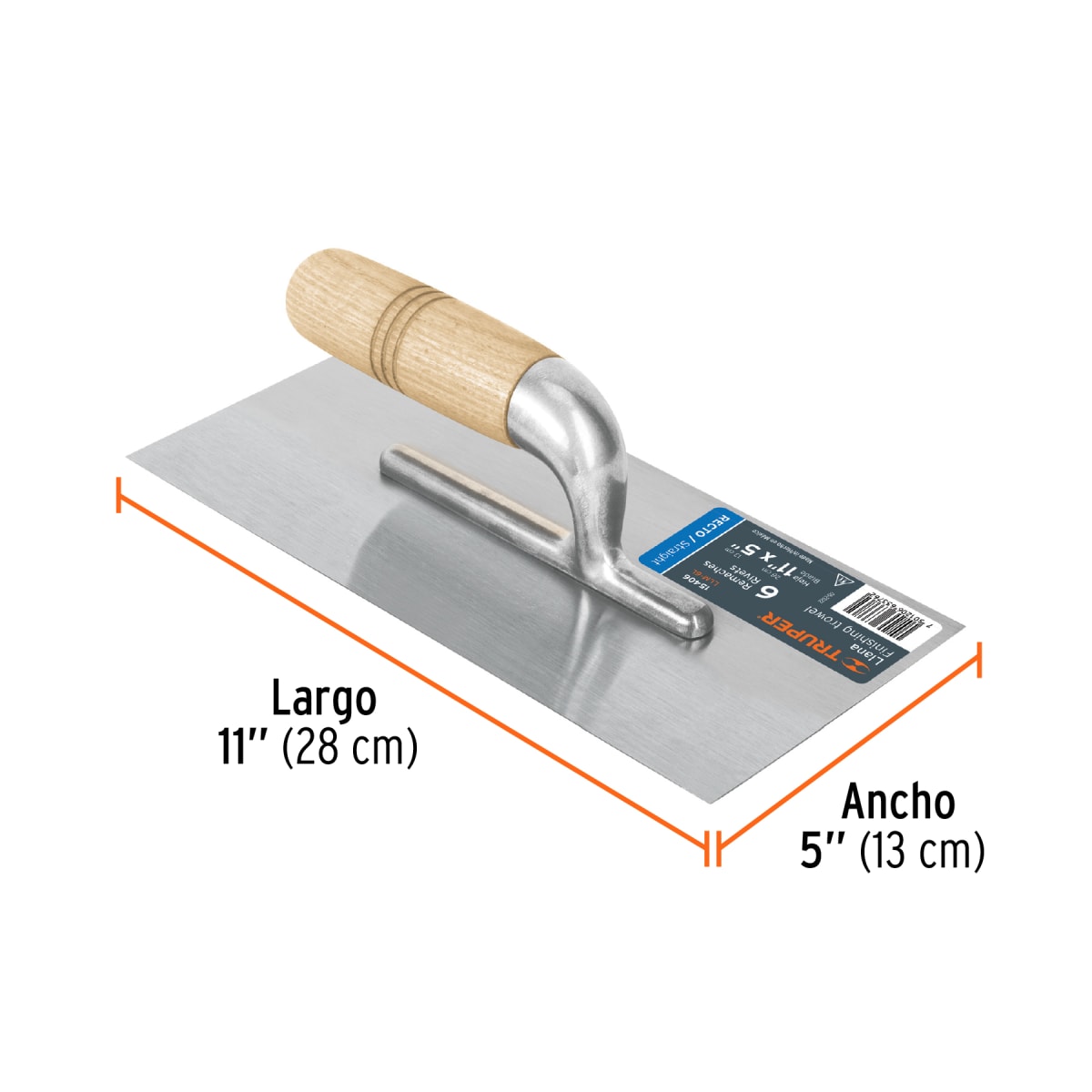 Plancha de empastar lisa mango madera con 6 remaches Truper3