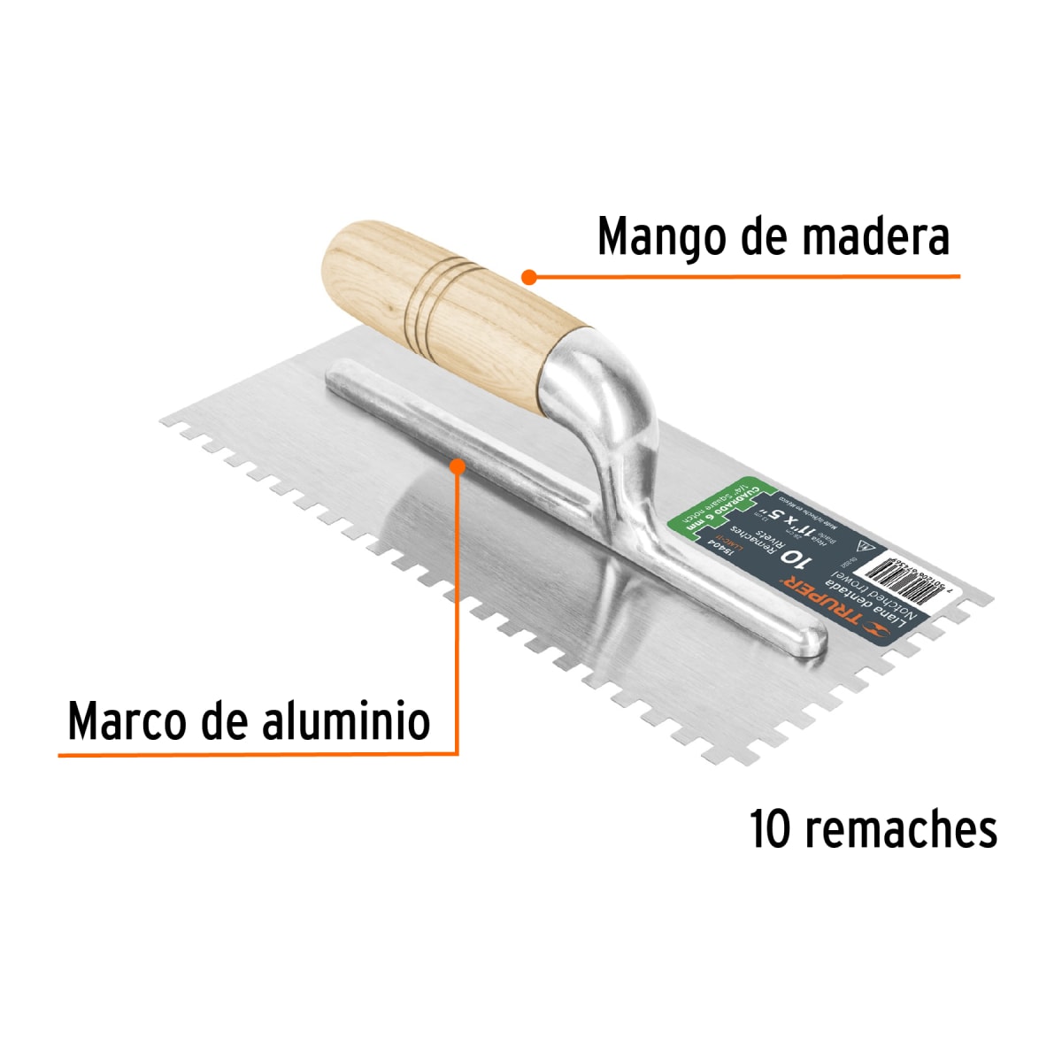 Plancha raspín dentada mango madera con 10 remaches Truper2