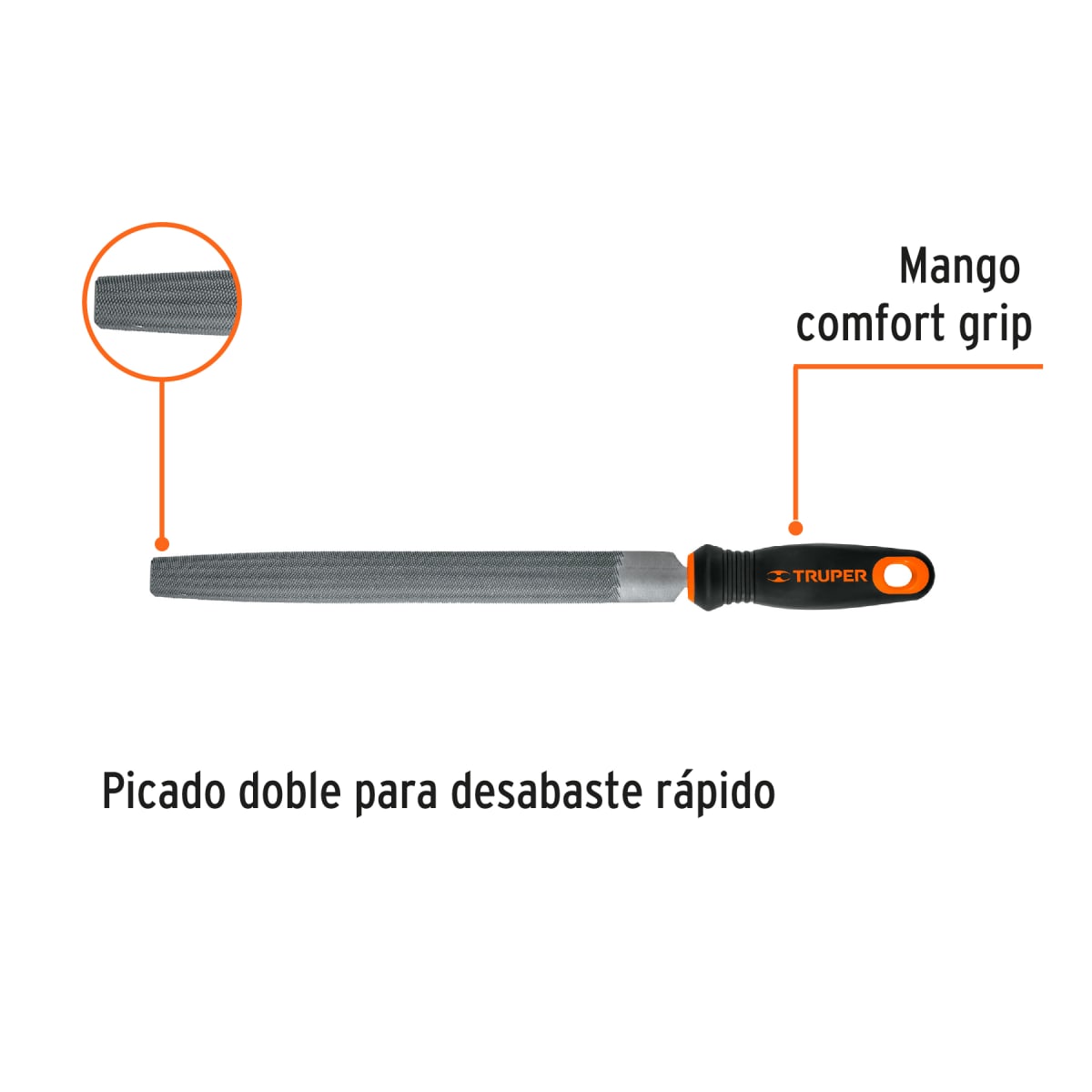 Lima media caña bastarda 10'' mango doble inyección. truper2