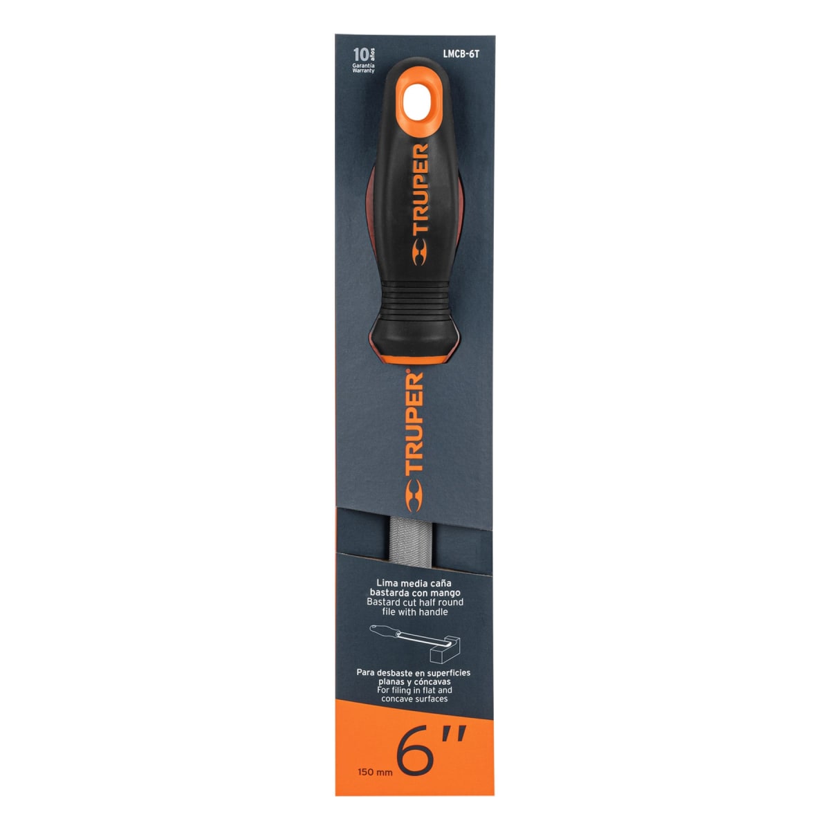 Lima media caña bastarda 6'' mango doble inyección. truper5