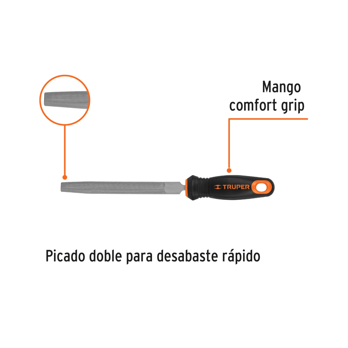 Lima media caña bastarda 6'' mango doble inyección. truper2