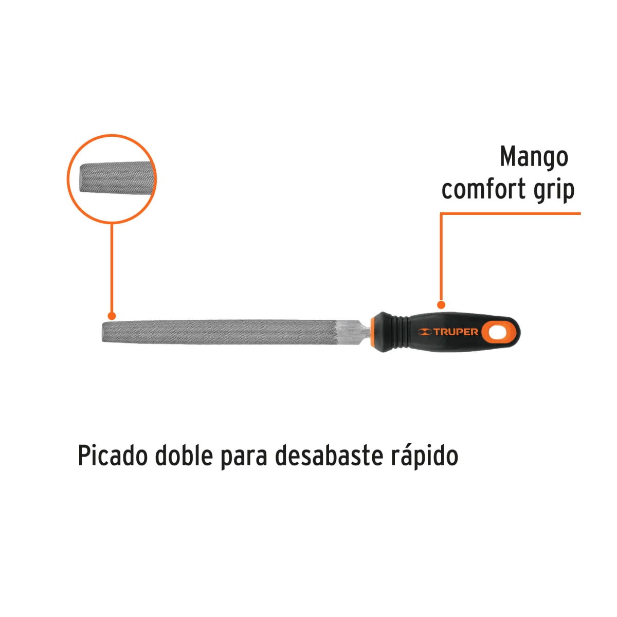 Lima media caña bastarda 8'' mango doble inyección. truper2