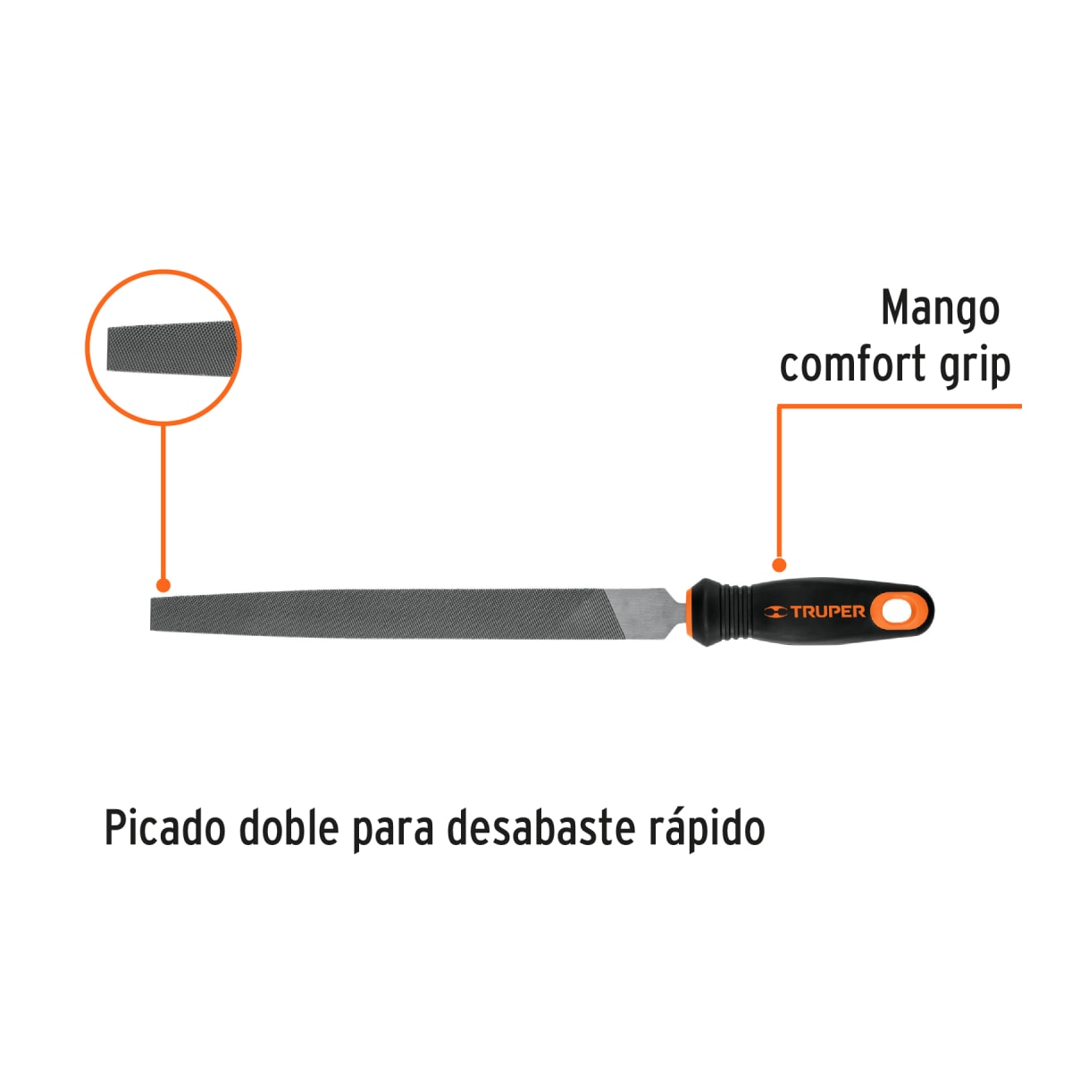 Lima plana bastarda 10'' con mango doble inyección. truper2