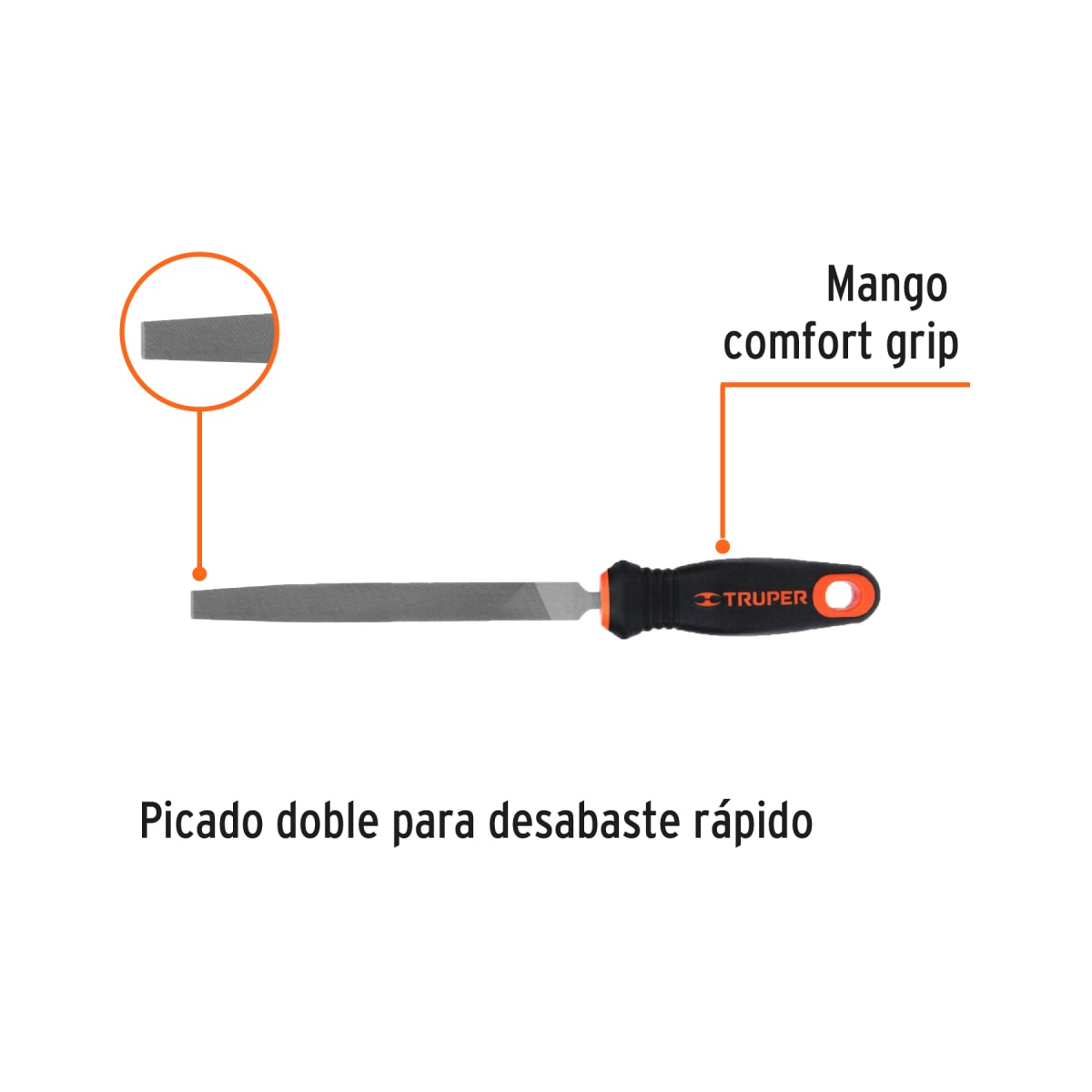 Lima plana bastarda 6'' con mango doble inyección Truper2