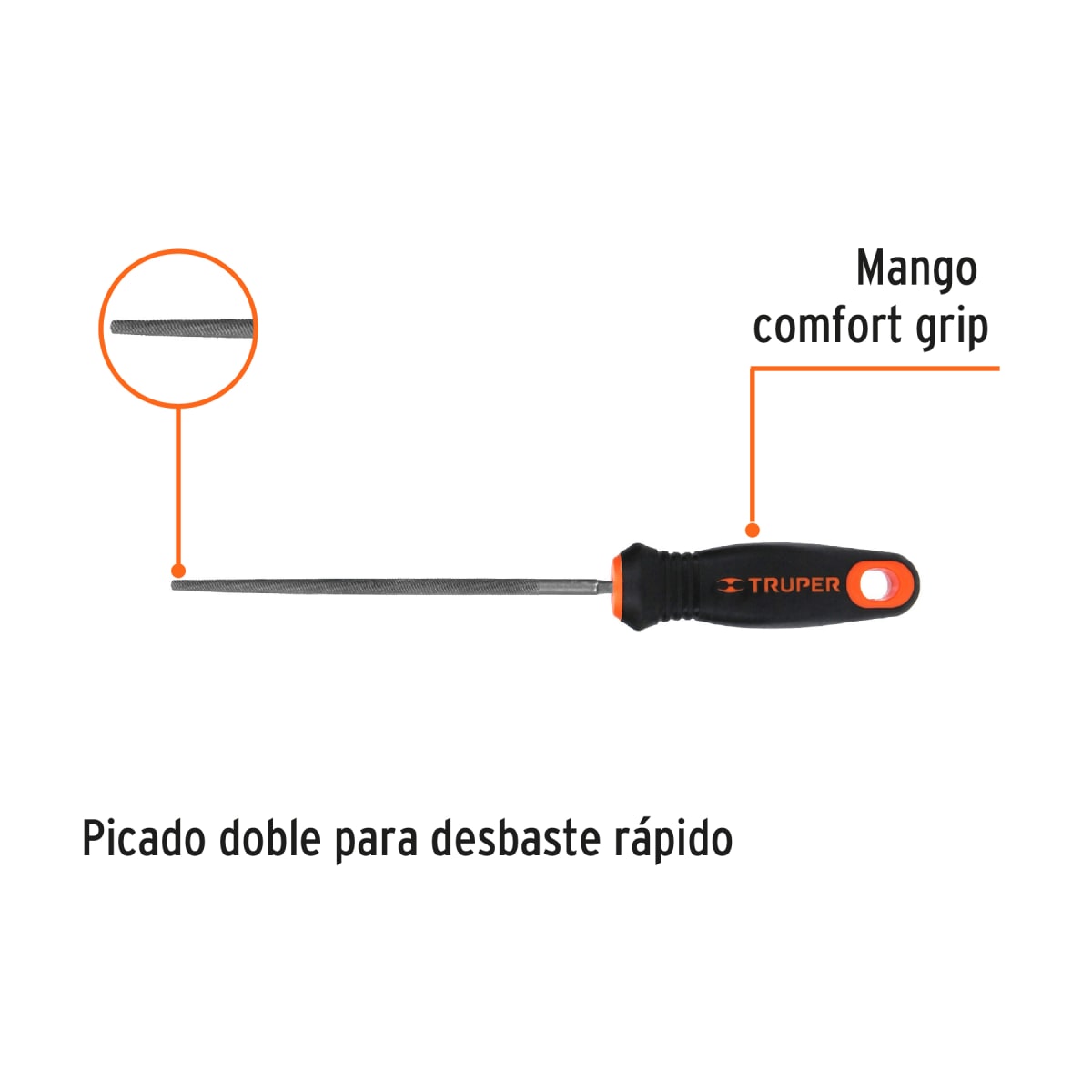 Lima redonda bastarda 6'' con mango doble inyección Truper2