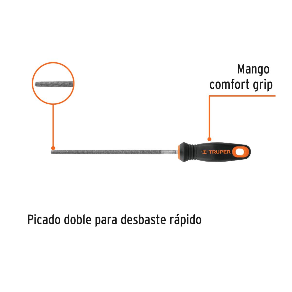 Lima redonda bastarda 8'' con mango doble inyección. truper2