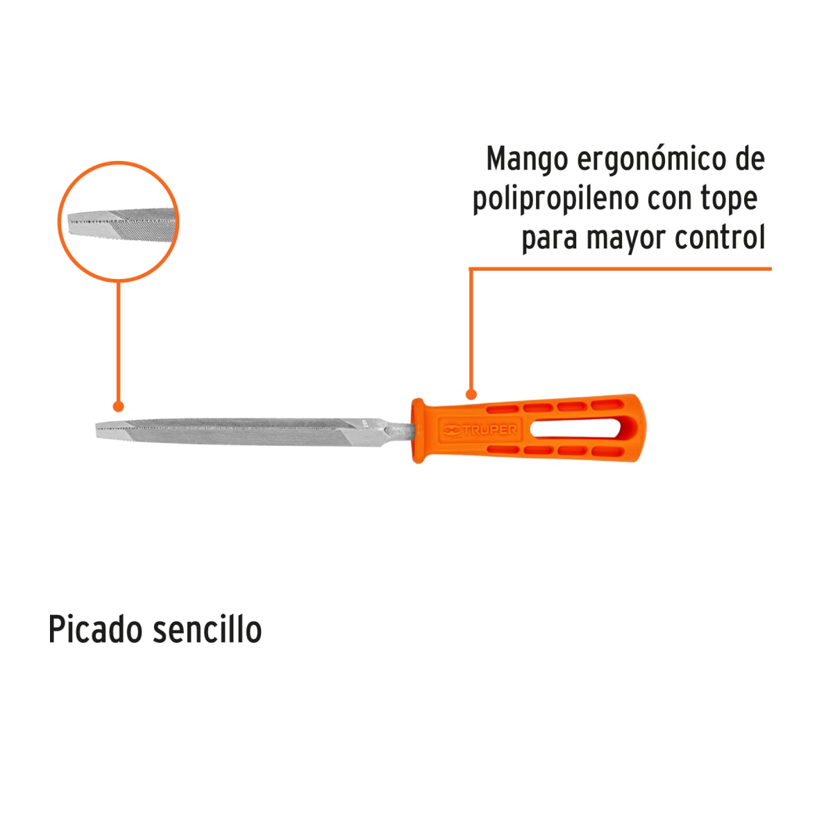 Lima triángulo pesado 4´´ con mango, Truper2