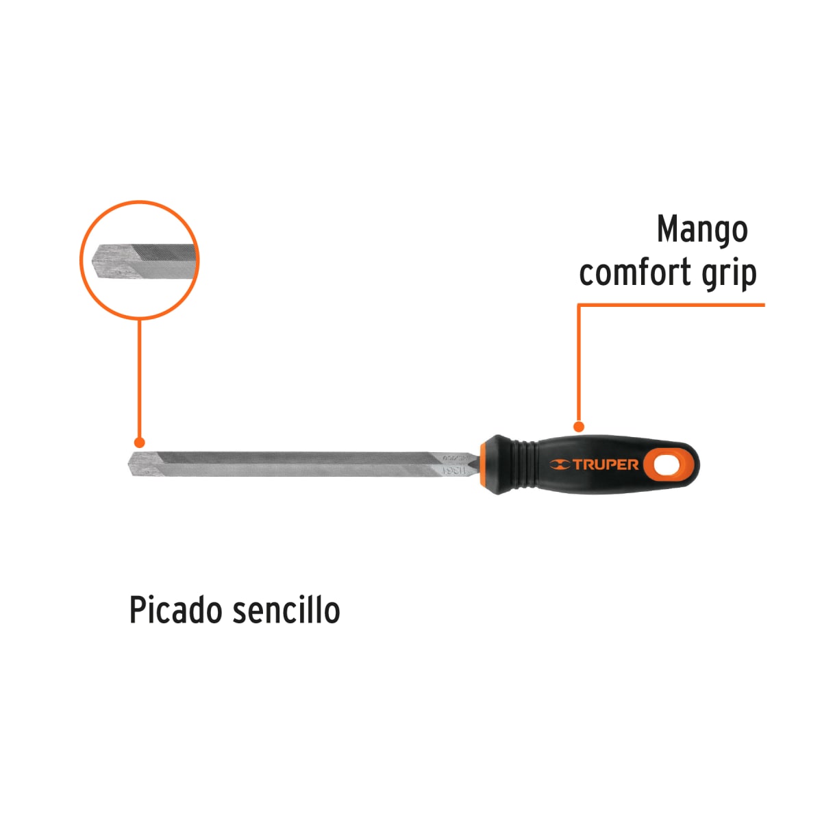Lima triángulo pesado 8´´ con mango doble inyección, Truper2