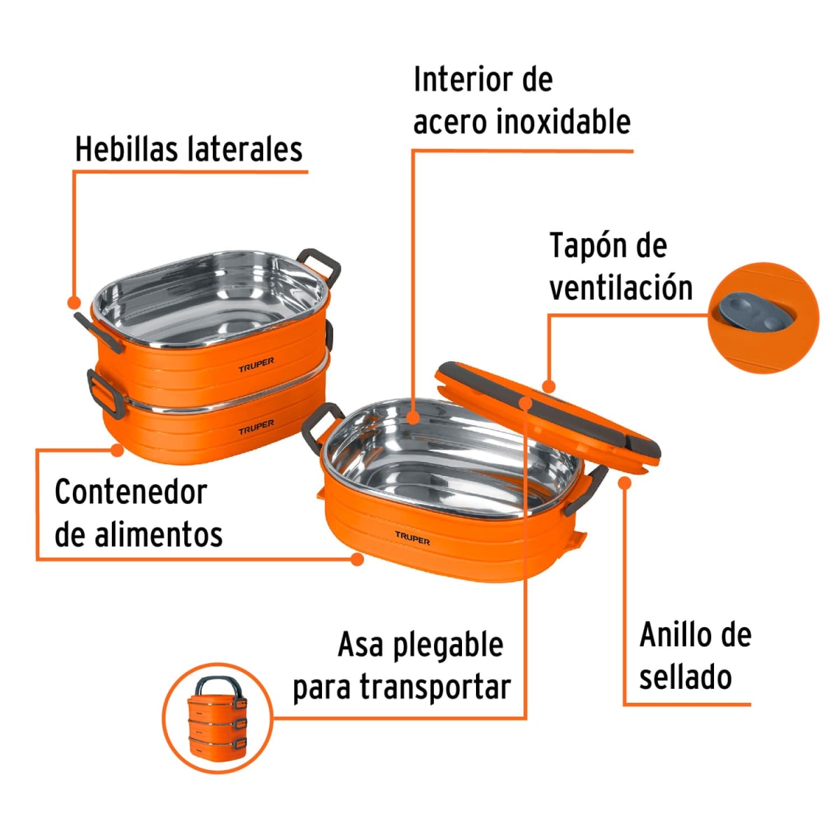 Kit Lonchera Térmica + Termo Acero Inoxidable 750ml Truper2