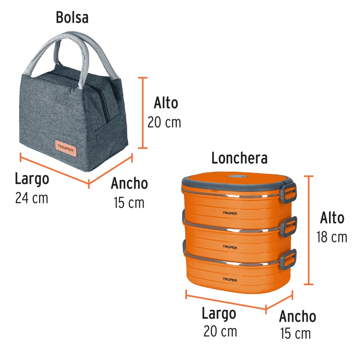 Kit Lonchera Térmica + Termo Acero Inoxidable 750ml Truper3