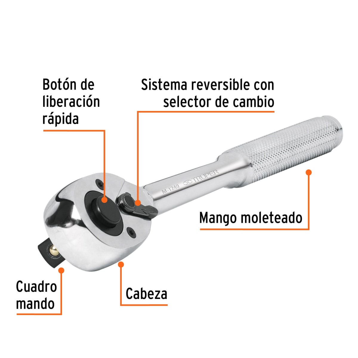 Ratchet encastre 1/2'' cabeza de pera de liberación rápida Truper2