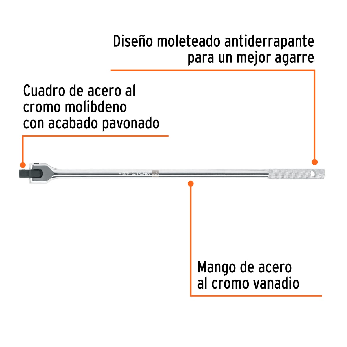 Palanca articulada de 18´´ encastre 1/2´´, Truper2