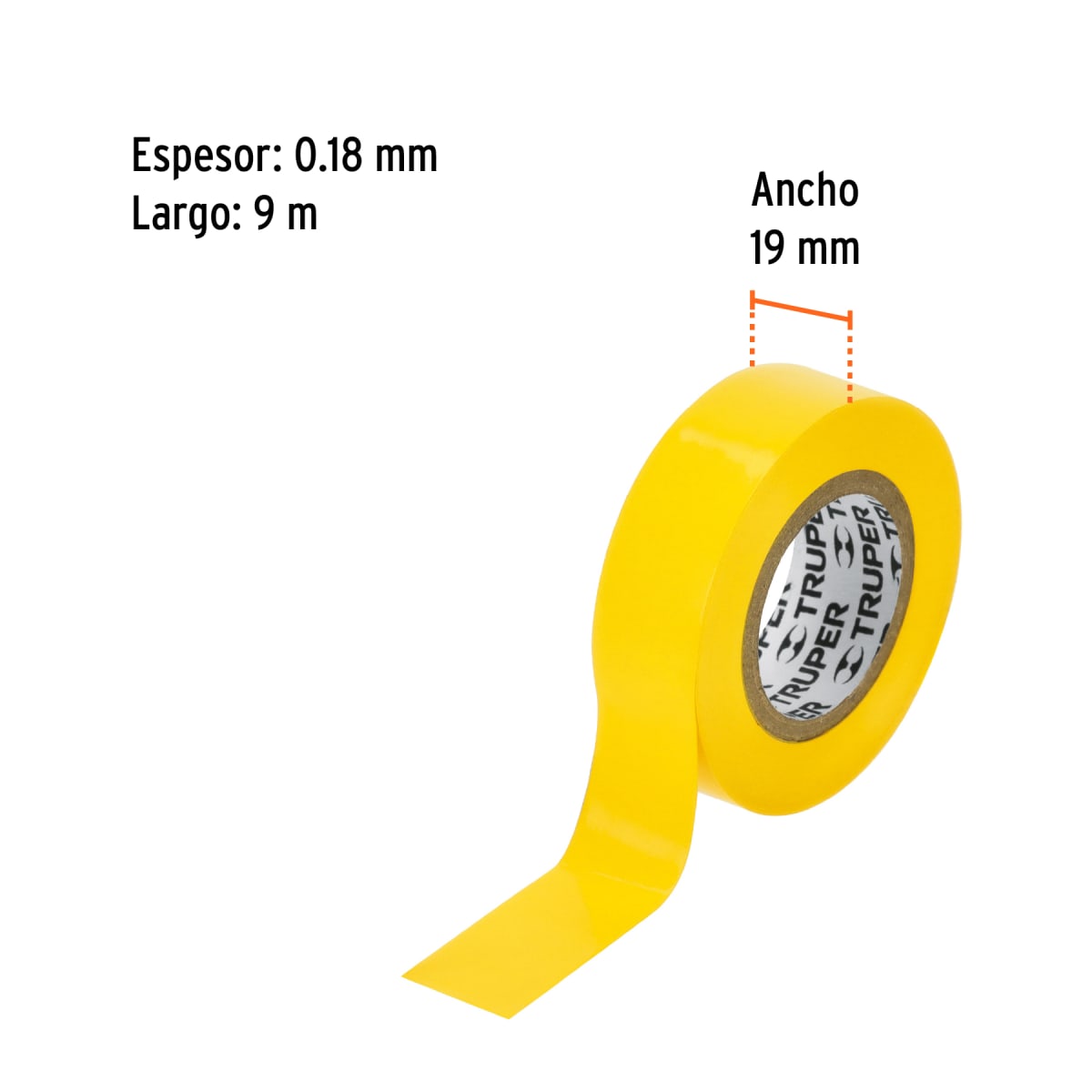 Cinta aislante de 9 m x 19 mm, amarilla, Truper3
