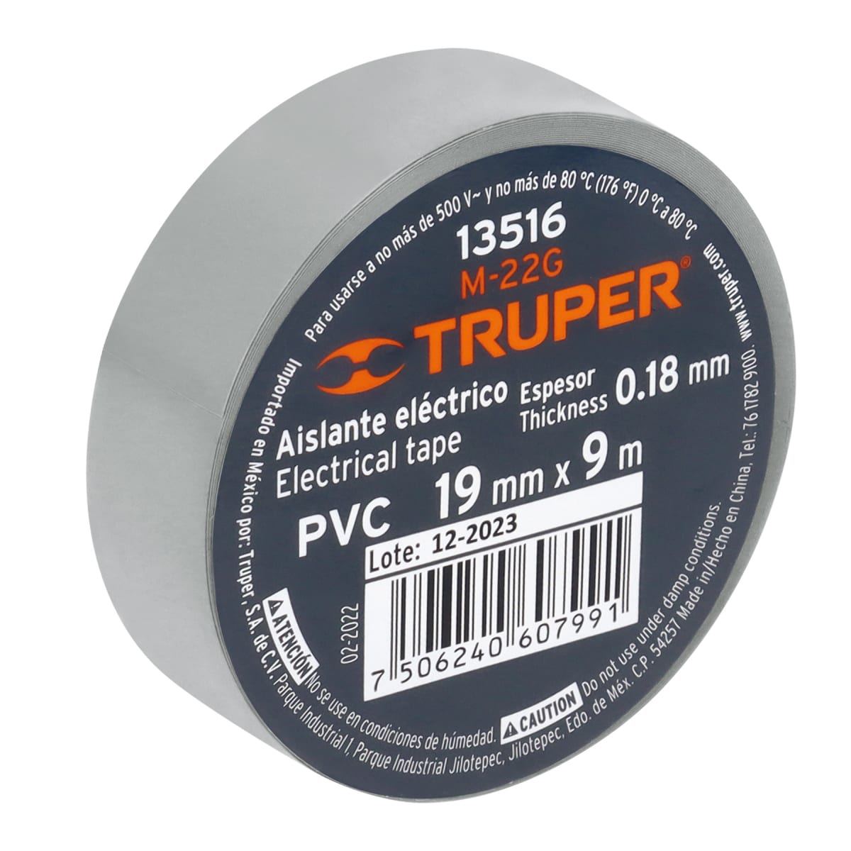 Cinta aislante de 9 m x 19 mm, gris, Truper2