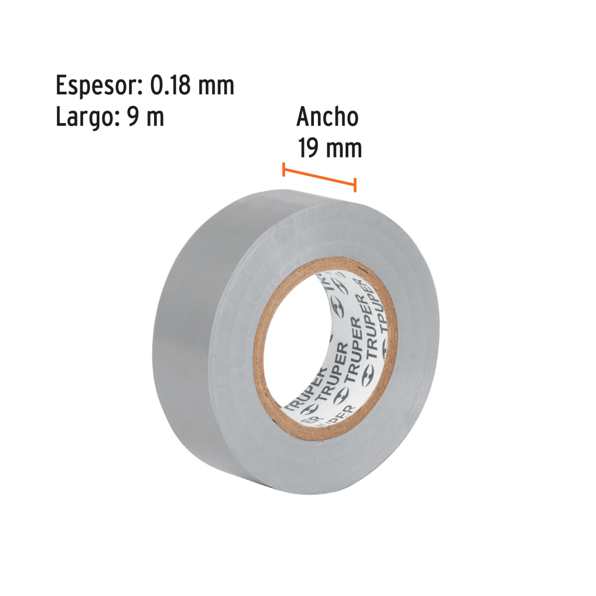 Cinta aislante de 9 m x 19 mm, gris, Truper4