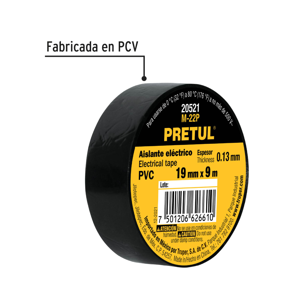 Cinta aislante de 9 m x 19 mm, negra, Pretul2