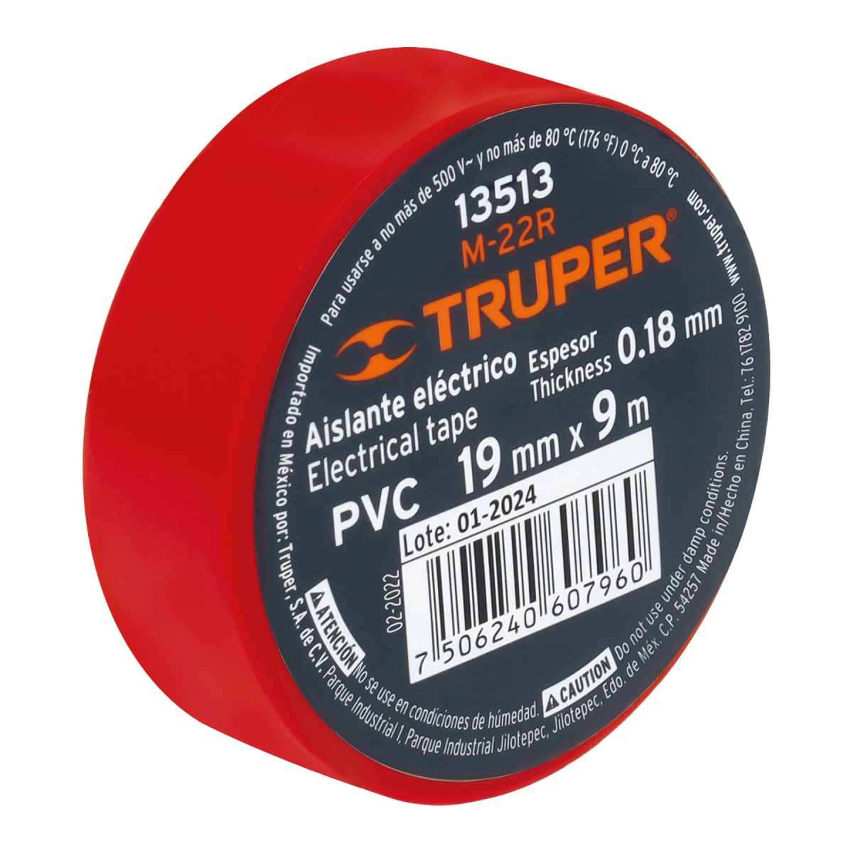 Cinta aislante de 9 m x 19 mm, roja, Truper2