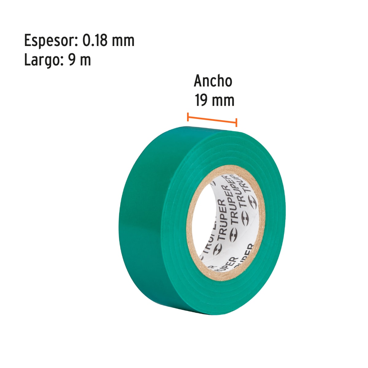 Cinta aislante de 9 m x 19 mm, verde, Truper4