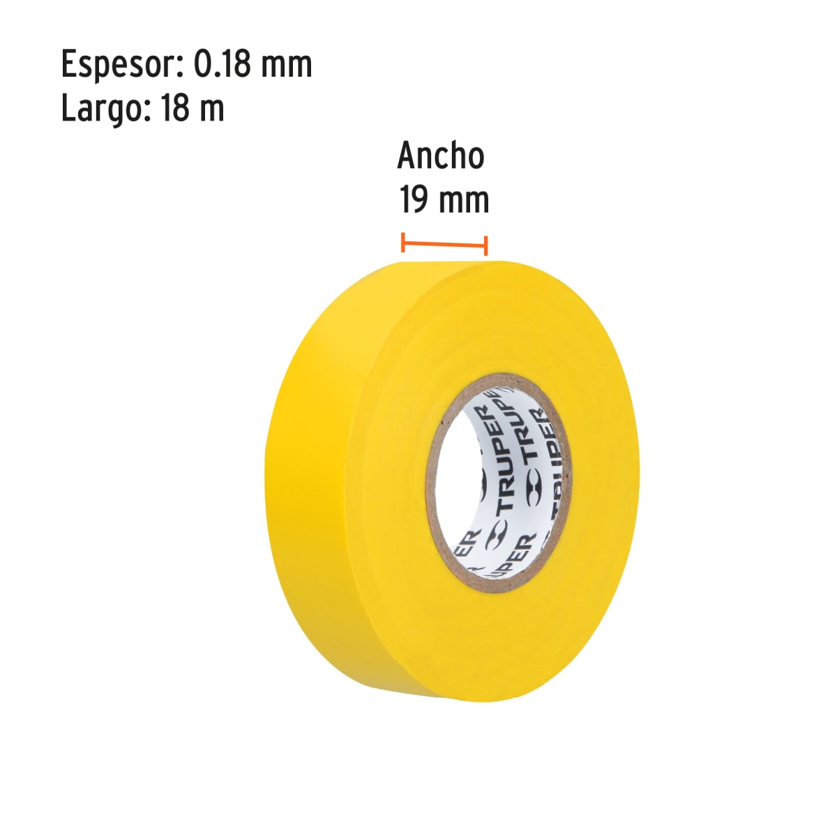 Cinta aislante de 18 m x 19 mm amarilla Truper3