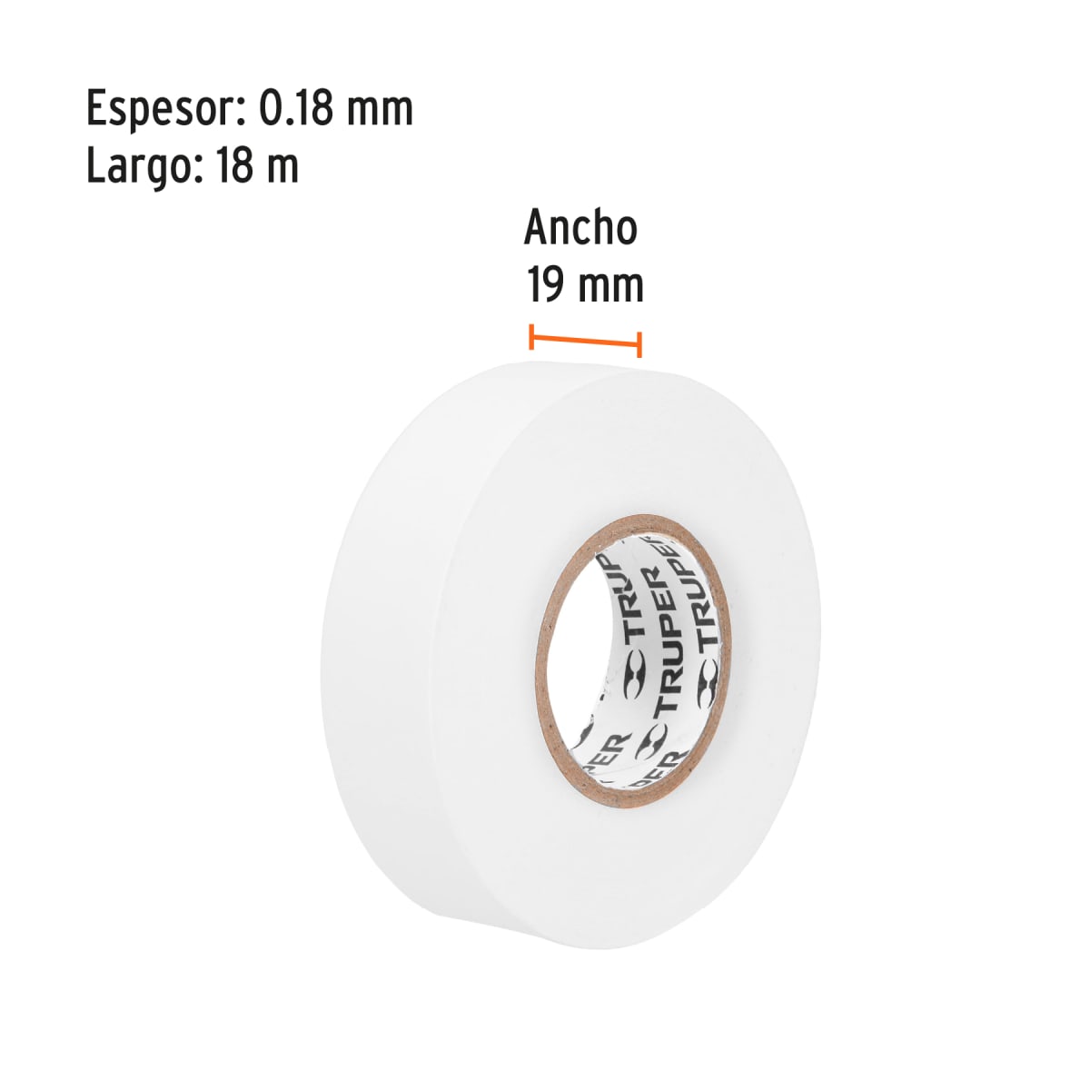 Cinta aislante de 18 m x 19 mm. blanca. truper4