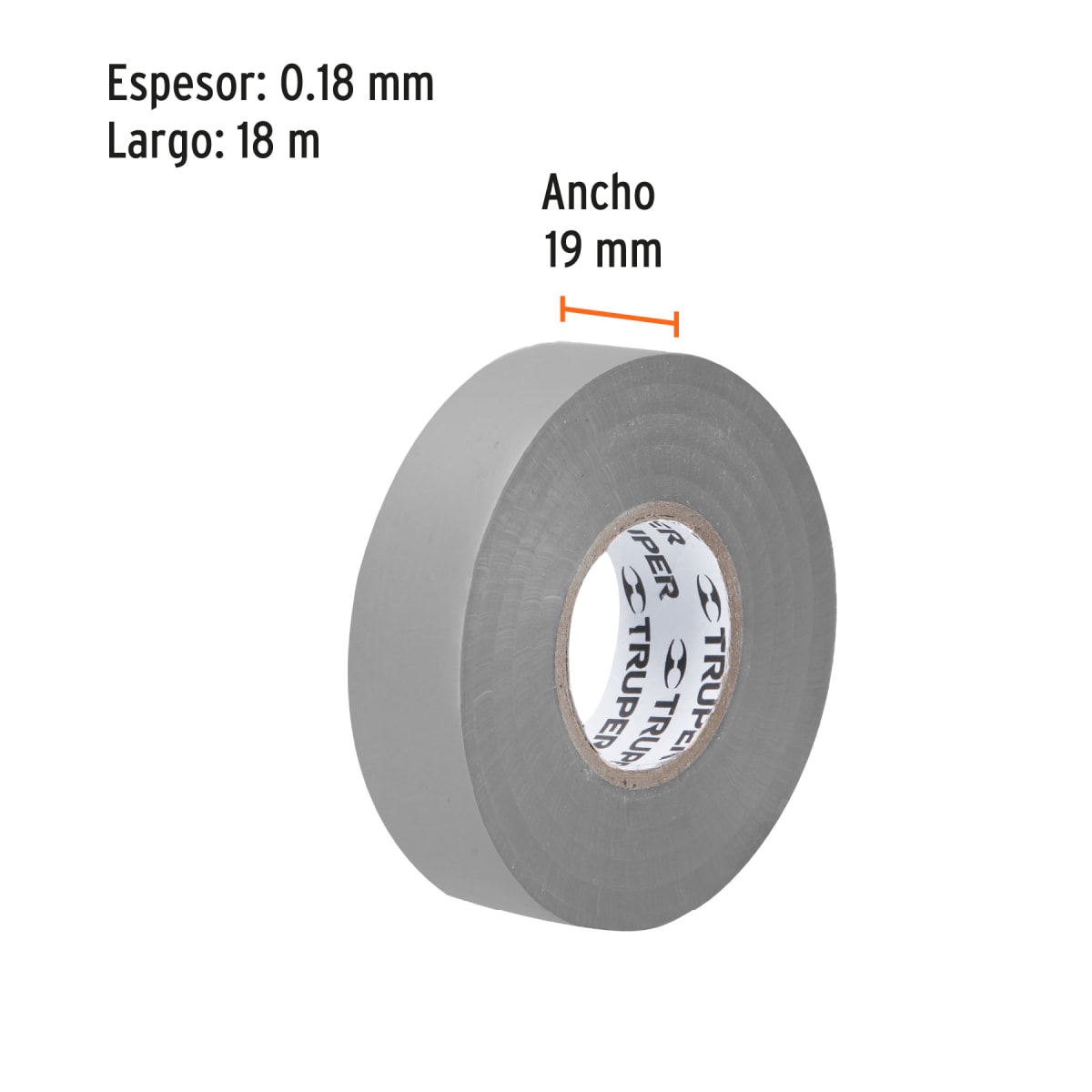 Cinta aislante de 18 m x 19 mm, gris, Truper4