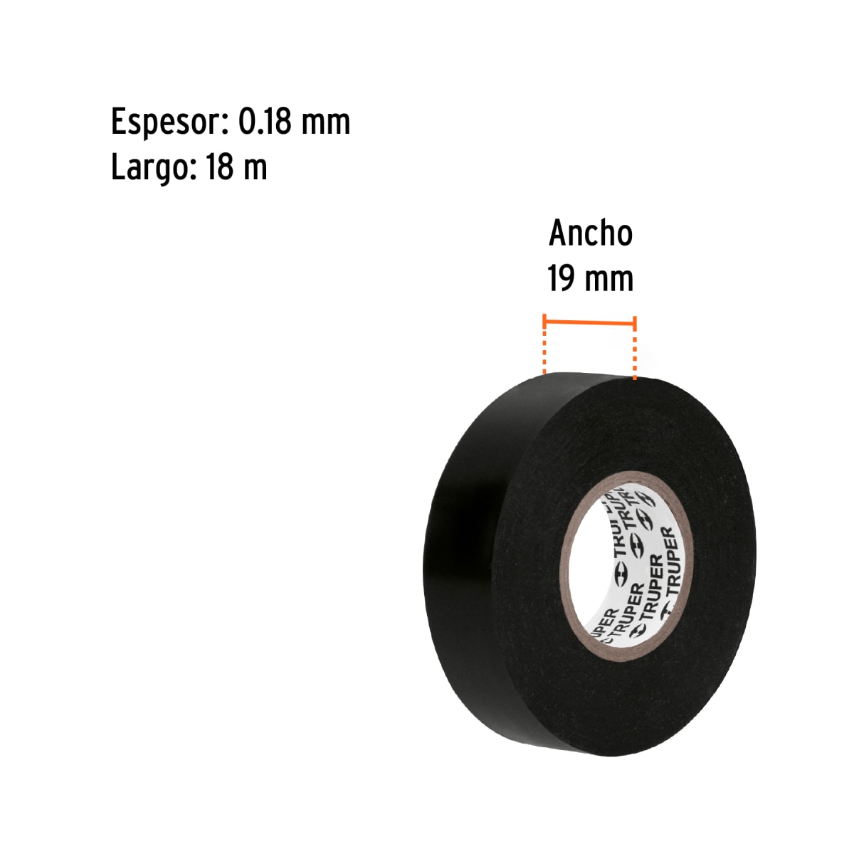 Cinta aislante de 18 m x 19 mm, negra en blíster, Truper2