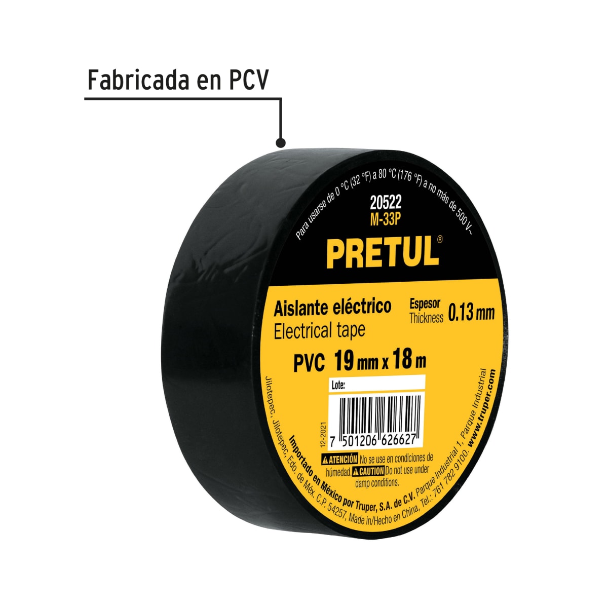Cinta aislante de 18 m x 19 mm, negra, Pretul2