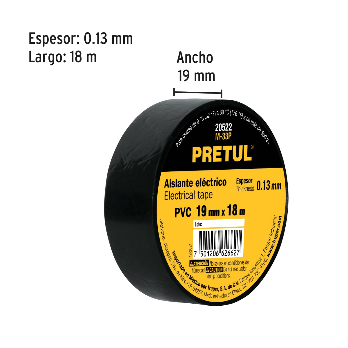 Cinta aislante de 18 m x 19 mm, negra, Pretul3