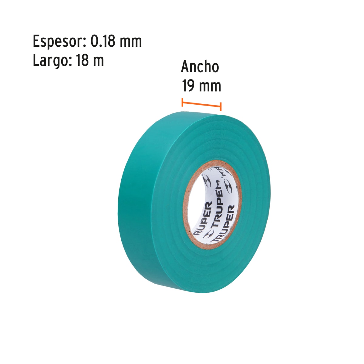 Cinta aislante de 18 m x 19 mm, verde, Truper3