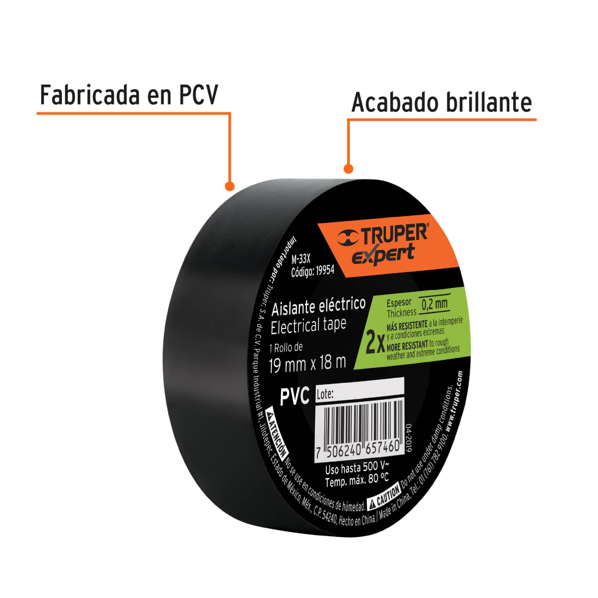 Cinta aislante 19mm x 18m Truper expert2