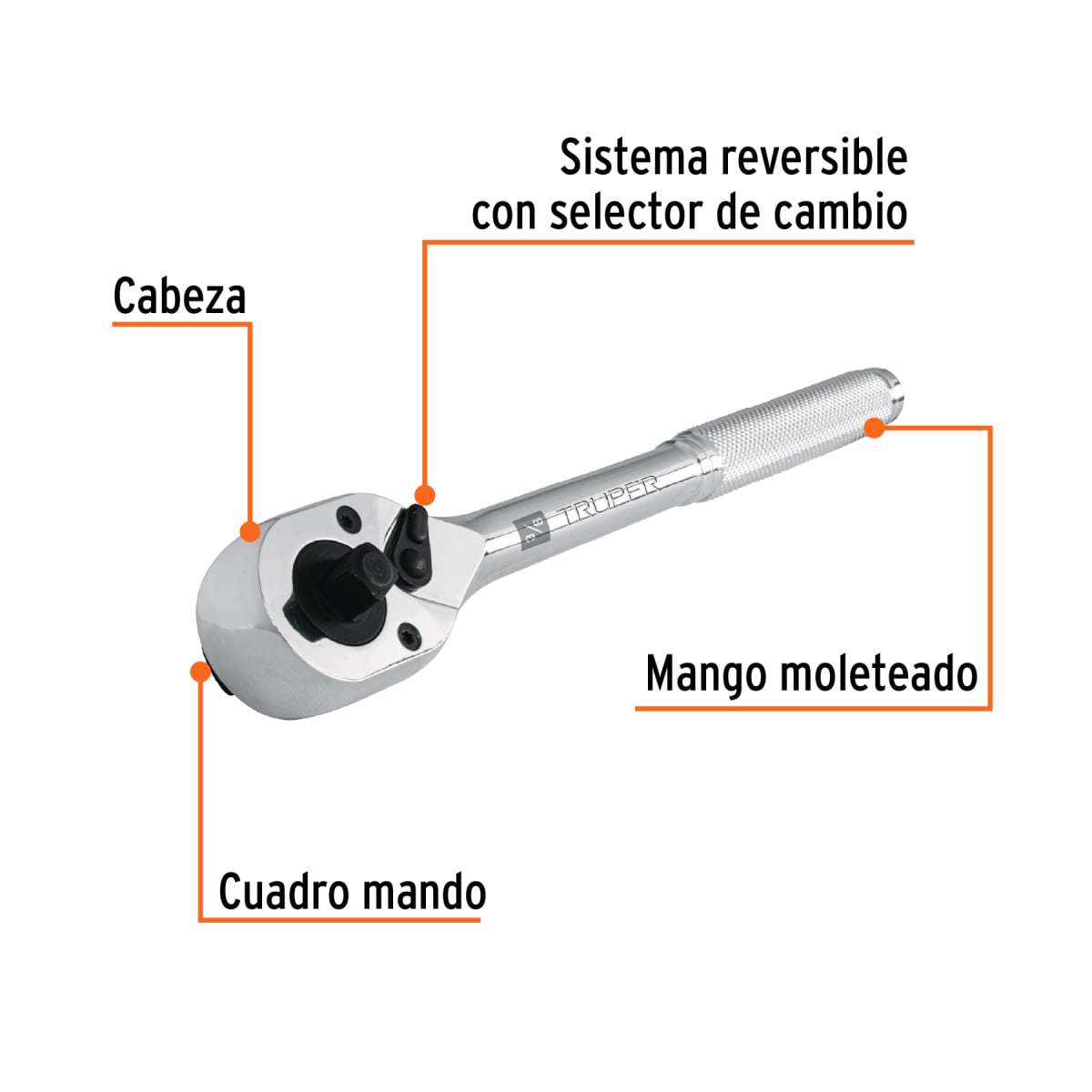 Ratchet doble encastre 3/8'' y 1/2'' Truper2