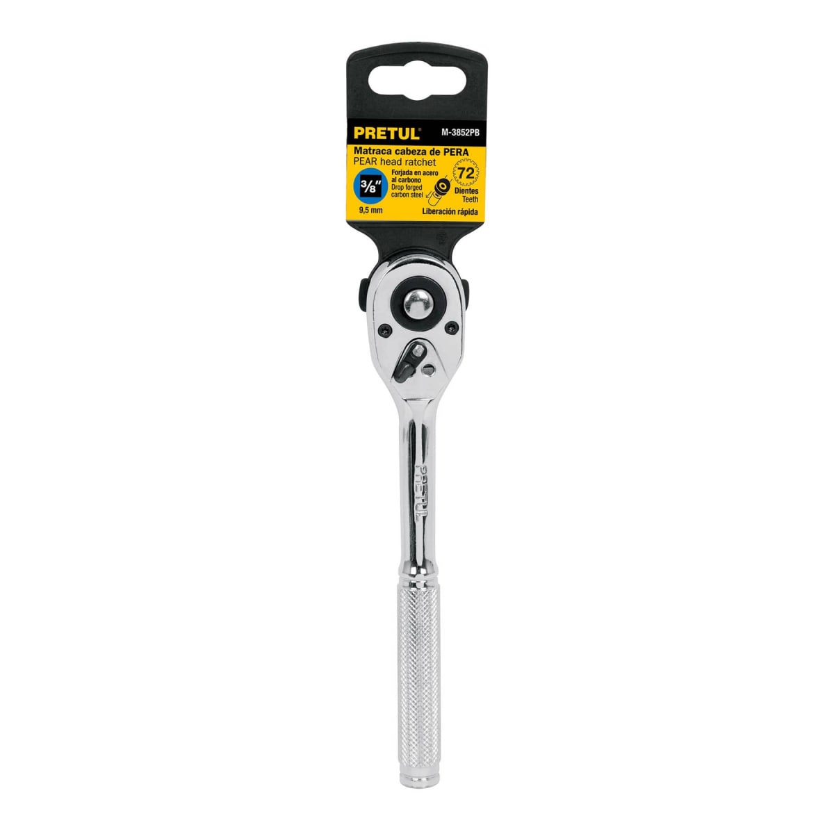 Ratchet encastre 3/8´´ cabeza de pera liberación rápida, Pretul4