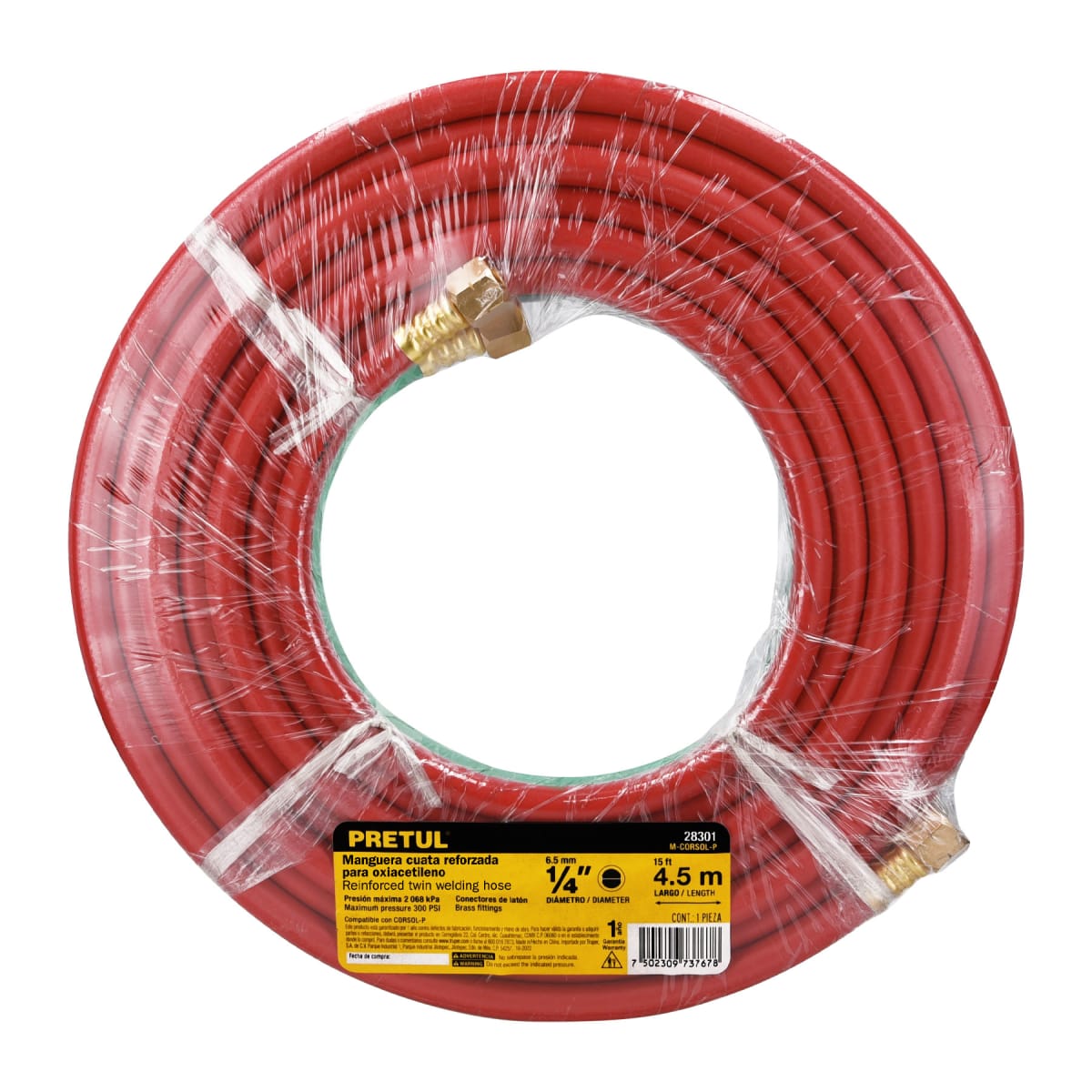 Manguera cuata reforzada de 4.5 m para oxiacetileno Pretul2