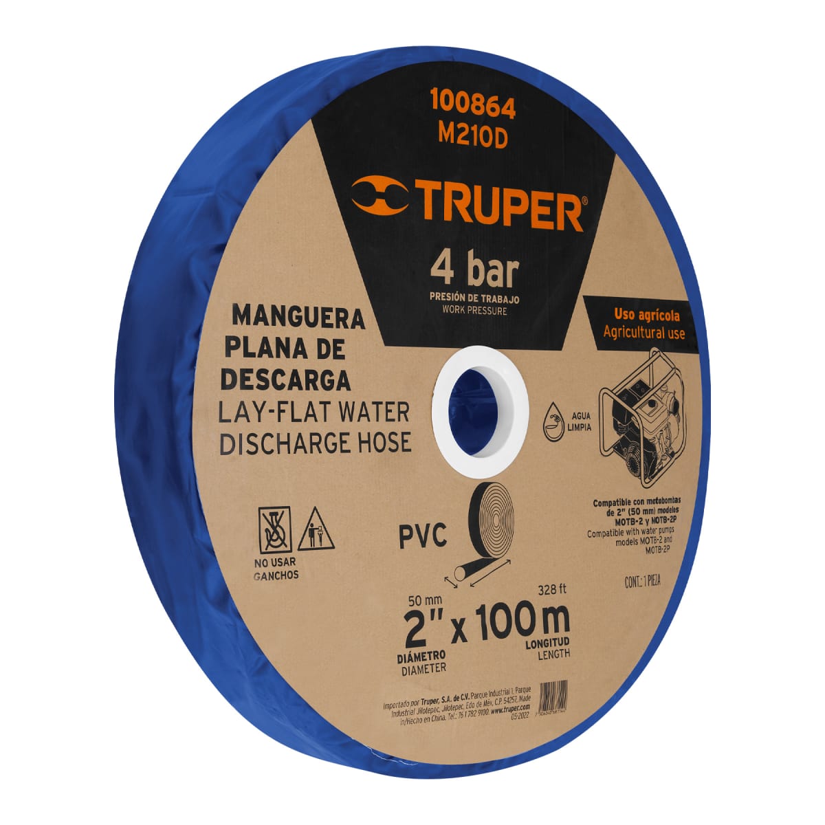 Rollo de manguera plana de 2´´ x 100m de descarga p/motobomba Truper3