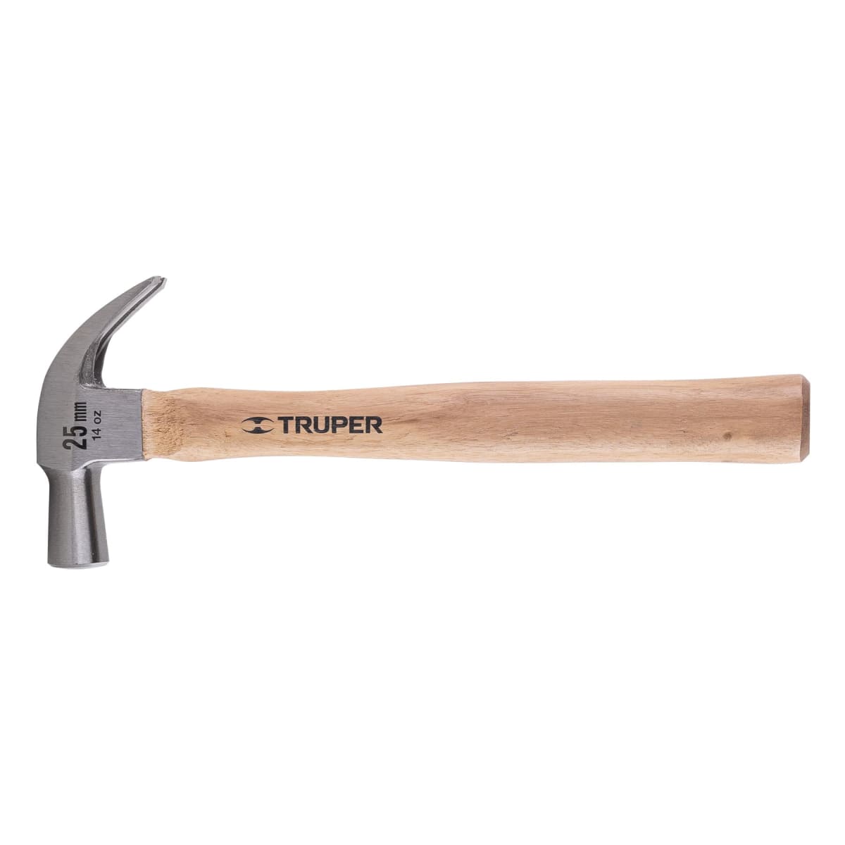 Martillo cabeza cónica 25 mm uña curva. mango madera. truper1
