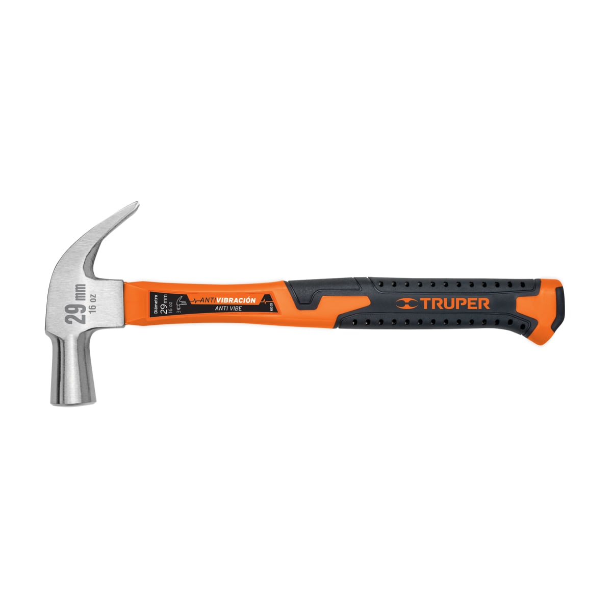 Martillo cabeza cónica 27 mm uña curva mango fibra vidrio Truper1