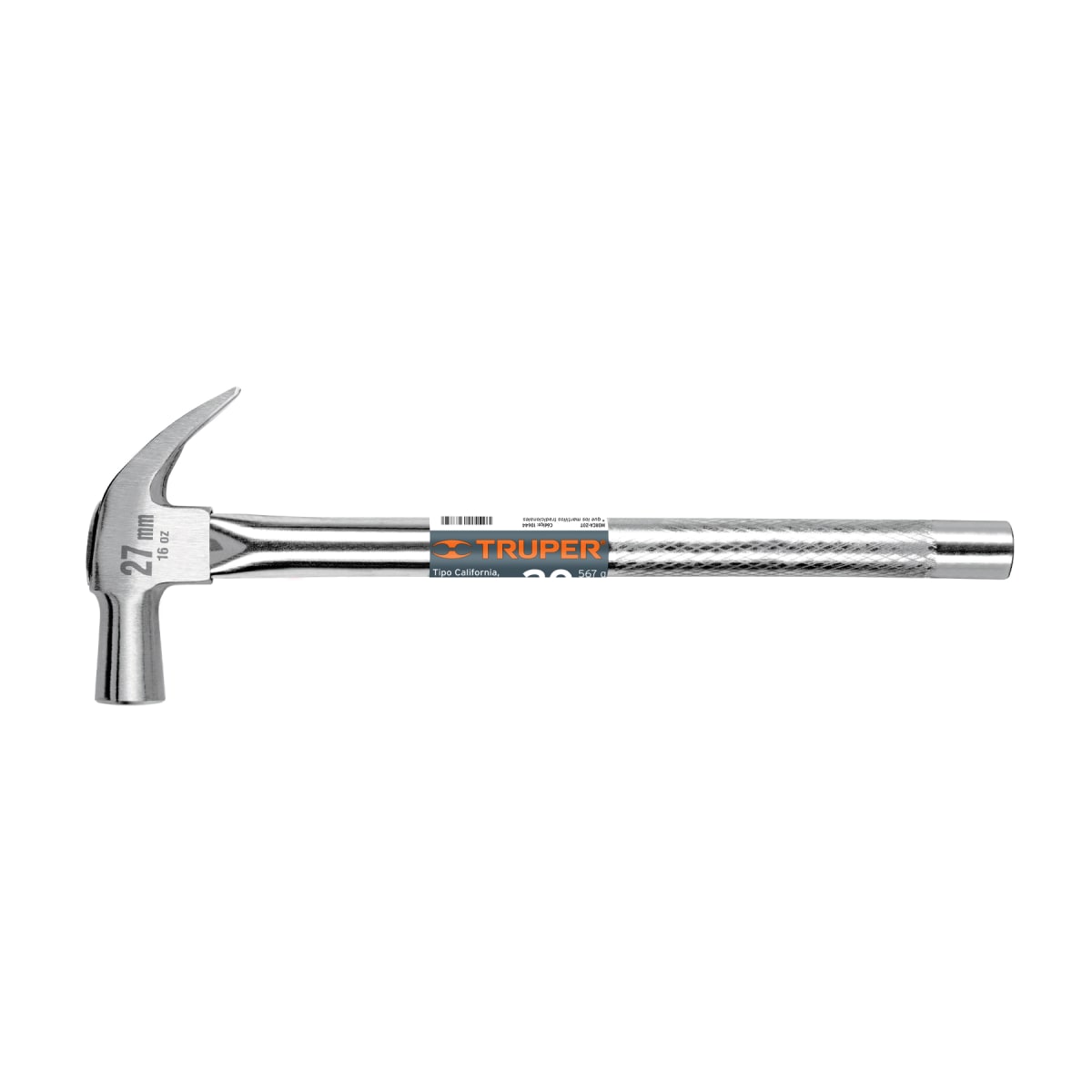 Martillo cabeza cónica 27 mm uña curva mango tubular Truper1