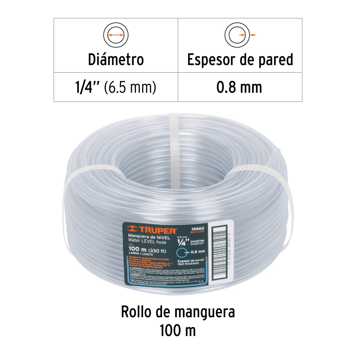 Manguera 1/4'' de nivel en rollo de 100 m Truper2